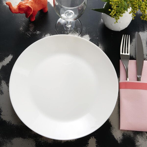 Francuisine Lot de 12 assiettes plates, en verre opale extra résistant, 25cm, Blanc – Image 3
